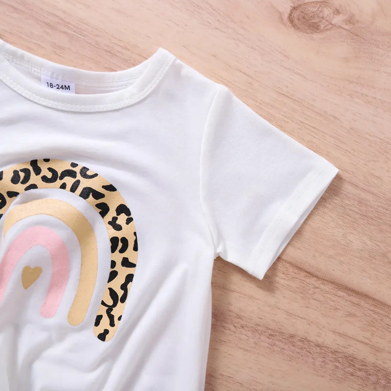 Toddler Girl Rainbow Print Tie Knot Short-sleeve Tee