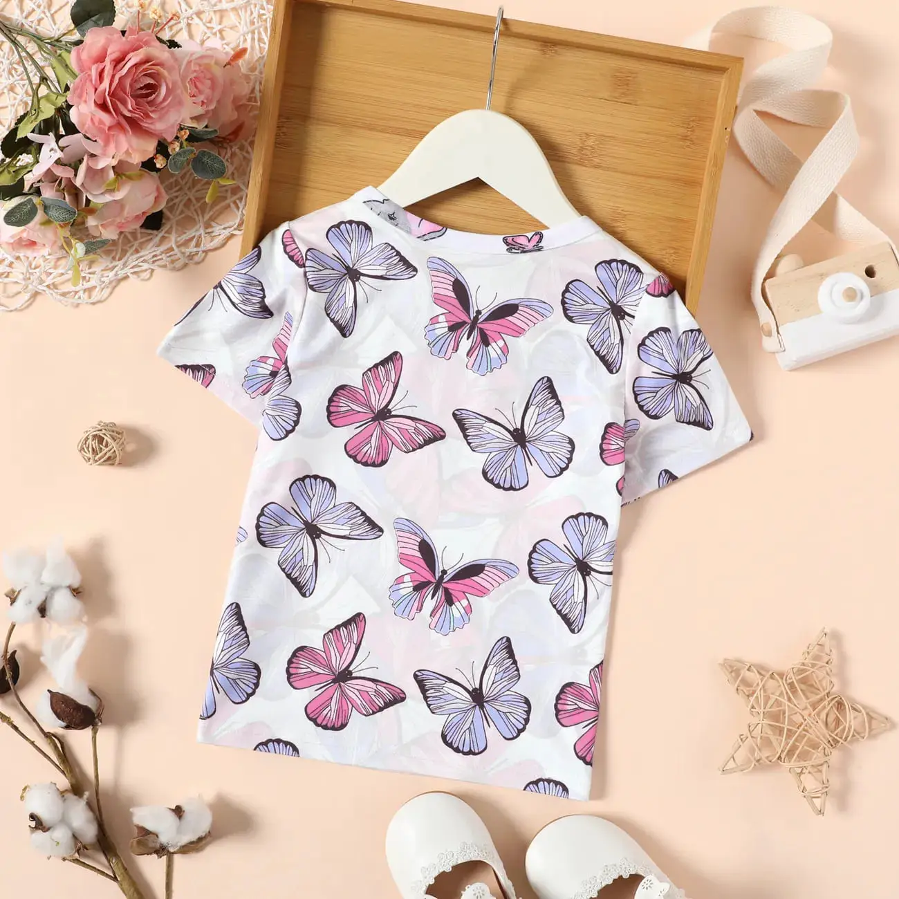 Toddler Girl Butterfly Embroidered/Print Short-sleeve Tee share icon
