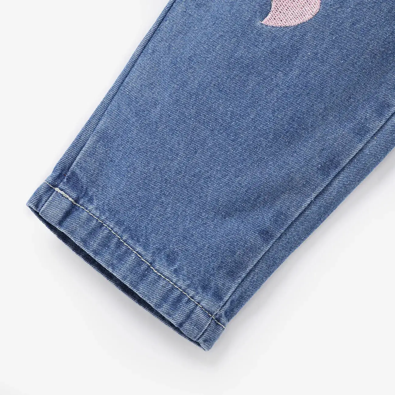 Toddler Girl Heart Embroidered Elasticized Blue Denim Jeans share icon