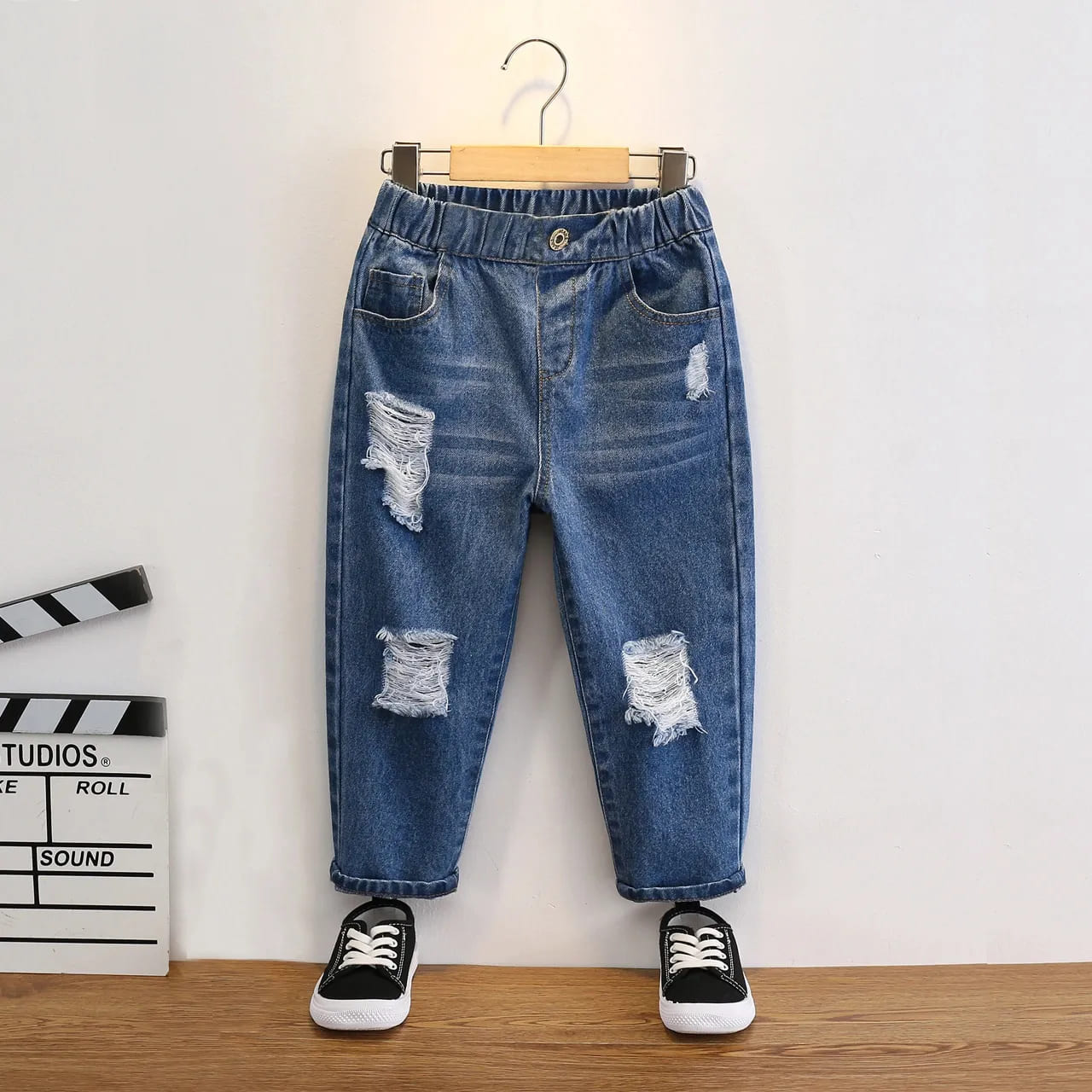  Boy Casual Colorblock Stitching Denim Jeans