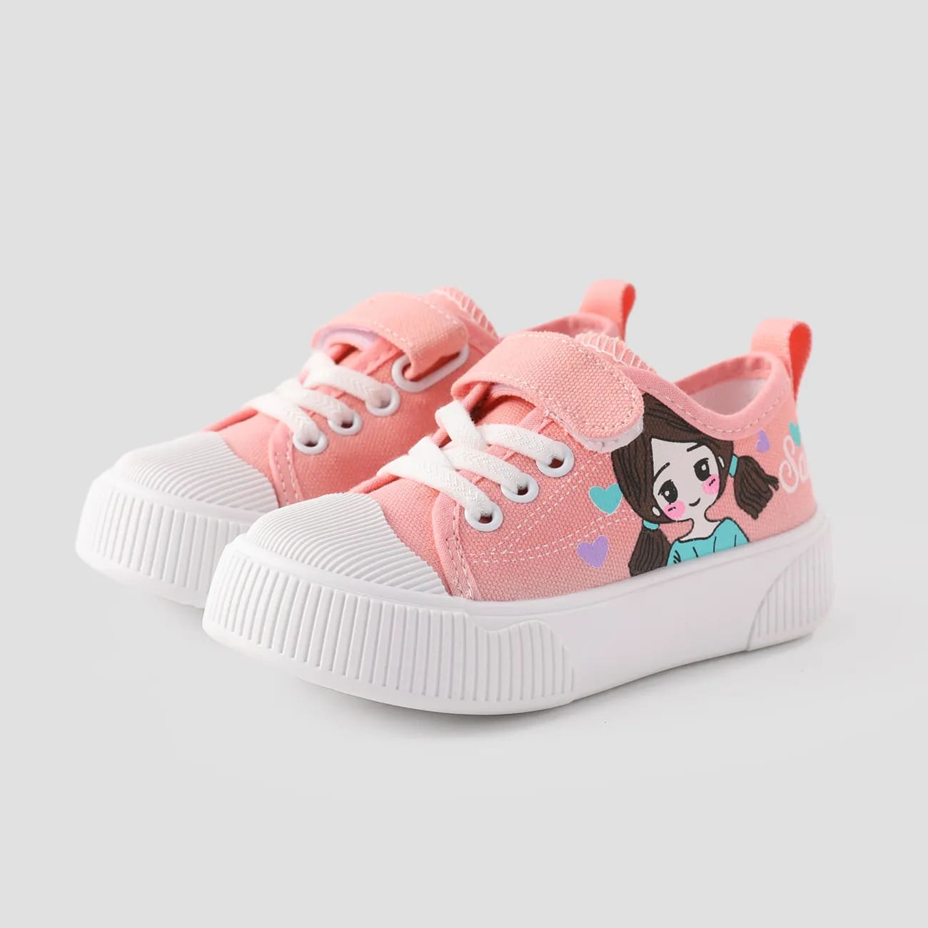 Kid Girls Trendy Graffiti Hand Drawn Pattern Velcro Casual Shoes