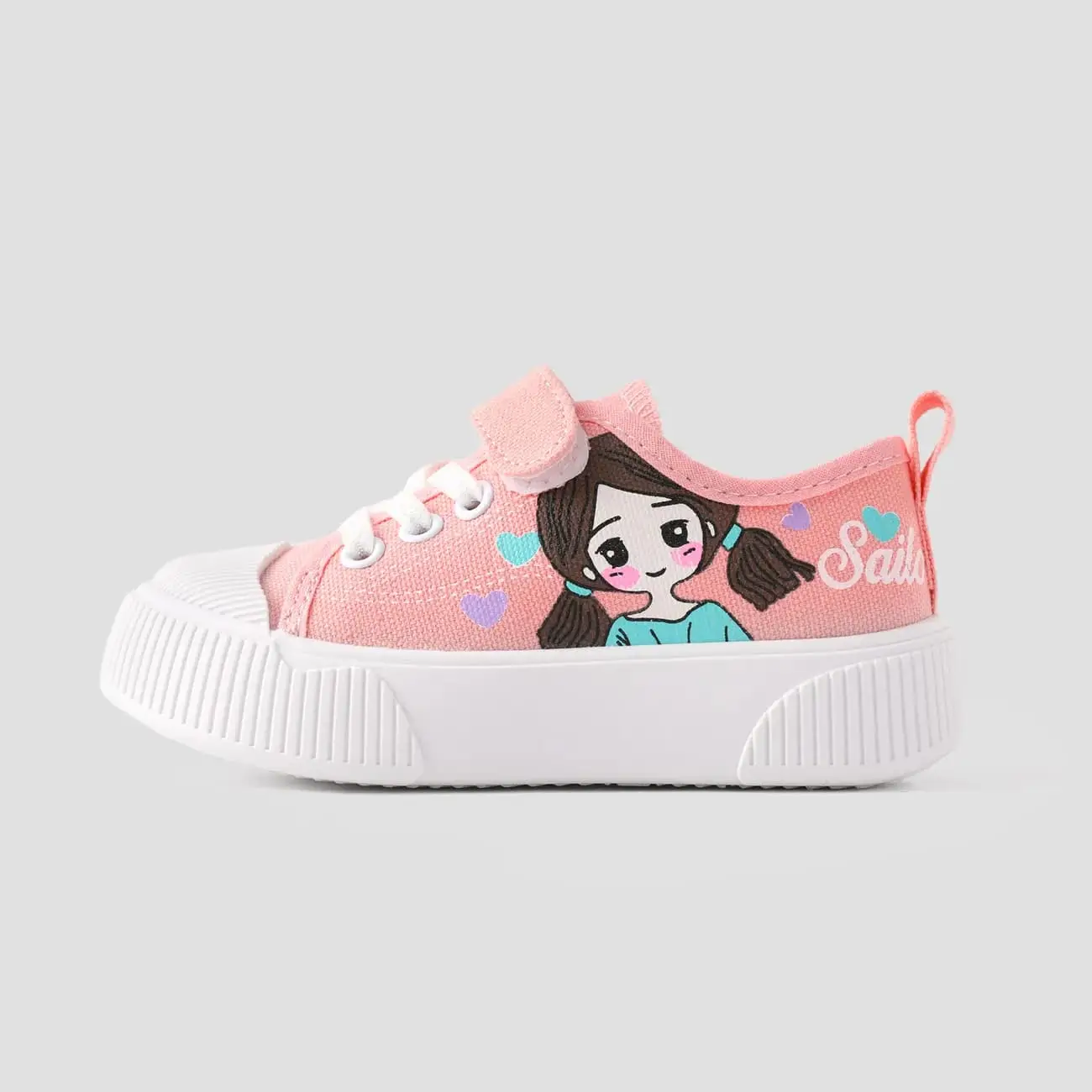 Kid Girls Trendy Graffiti Hand Drawn Pattern Velcro Casual Shoes