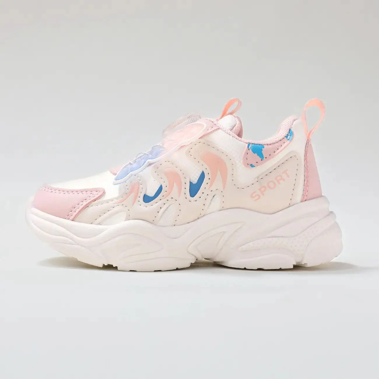Kids Girl 3D Hyper-Tactile Butterfly Design Rotating Button Sports Shoes