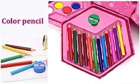 46 Pcs Durable Color Box, Fully Loaded Combo of Water, Crayons, Pencil & Sketch Colors Art Set, Art Kit, Kids Painting Set, Box with Color Pencil, (Print May Very)
