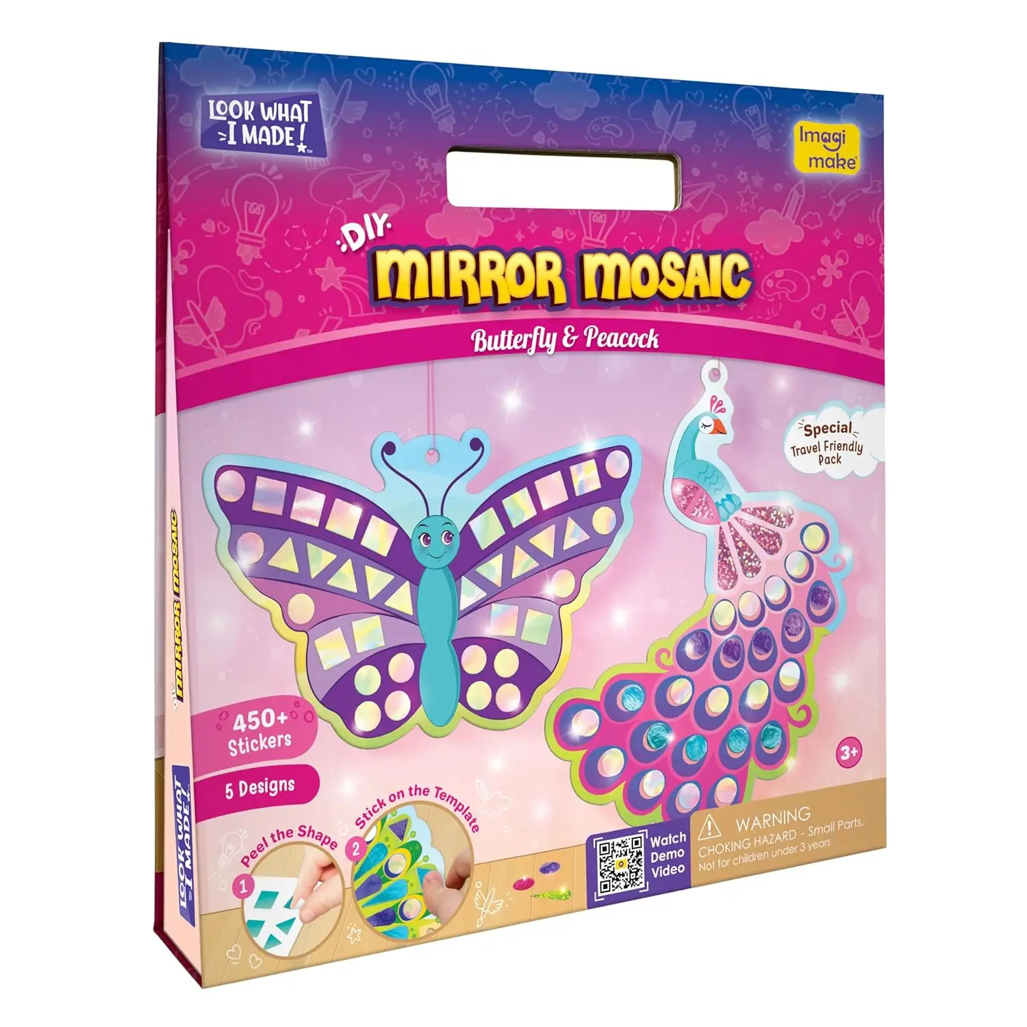 Mirror Mosaic : Butterfly & Peacock | Mess Free Diy Mosaic Craft Kit | 450+ Foil Sticker | Travel Toys For Girls