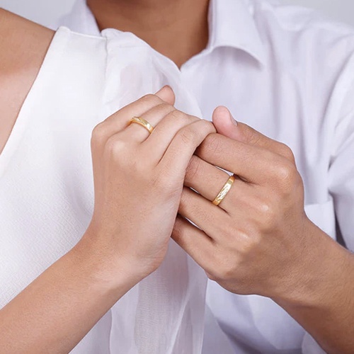 Golden Vintage Couple Bands Made with 925 Silver
