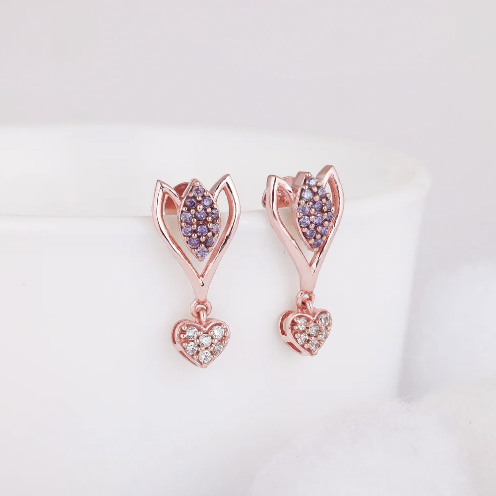 Rose Gold Blossoming Crocus Earrings Made with 925 Silver