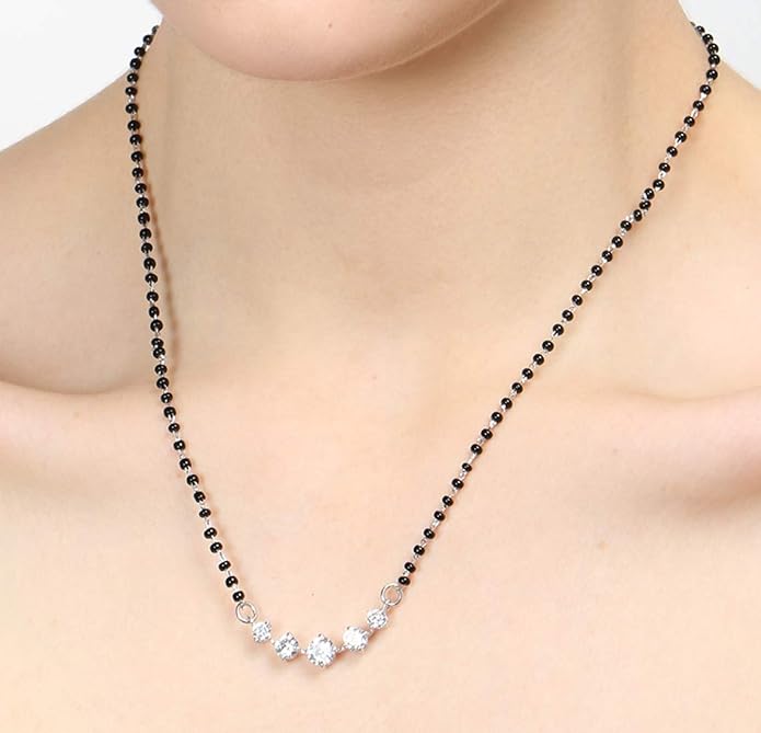 Silver Rhodium Plated 5 Stone Pendant Earring Necklace Set With Chain