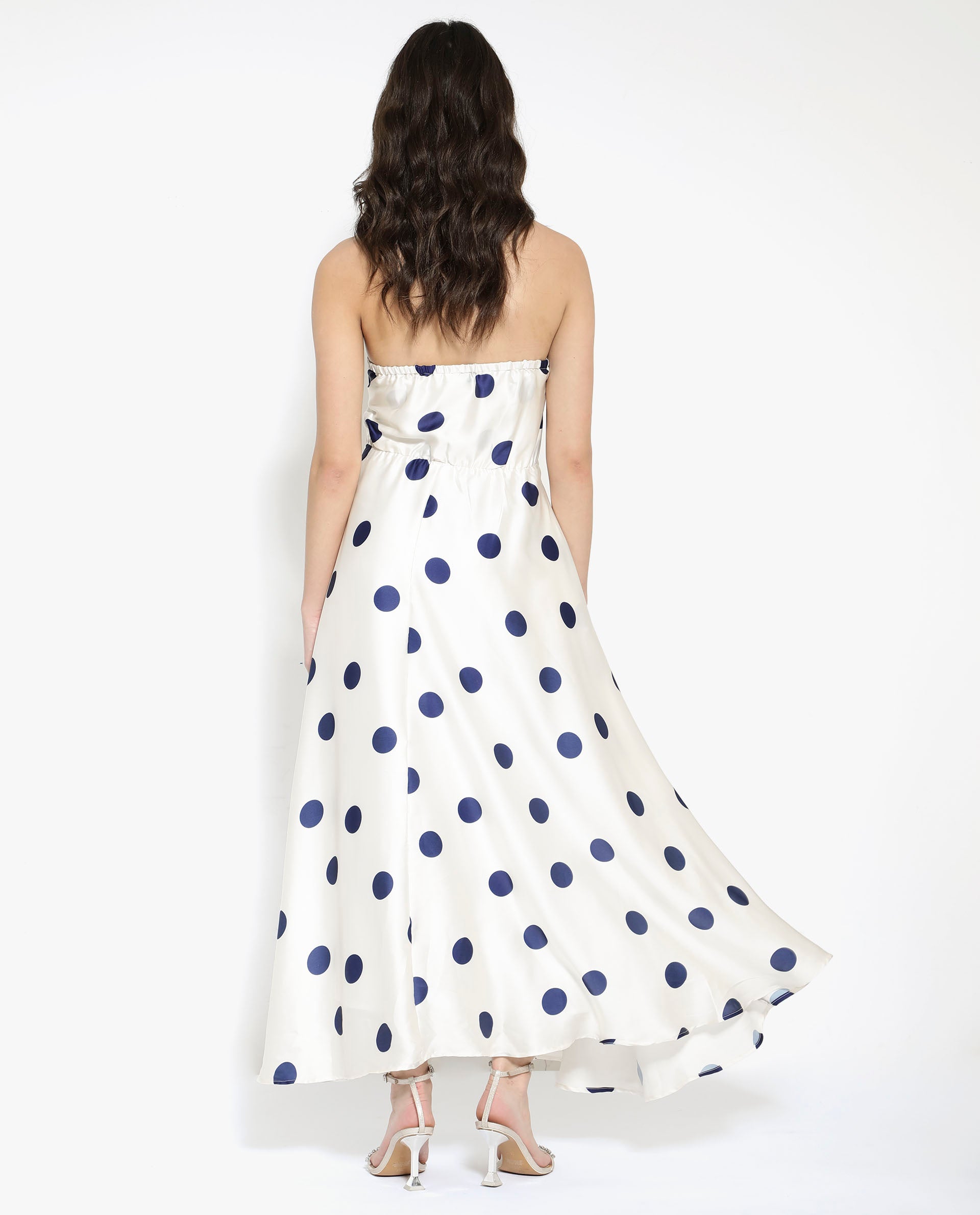 POLKA HALTER NECK MAXI DRESS