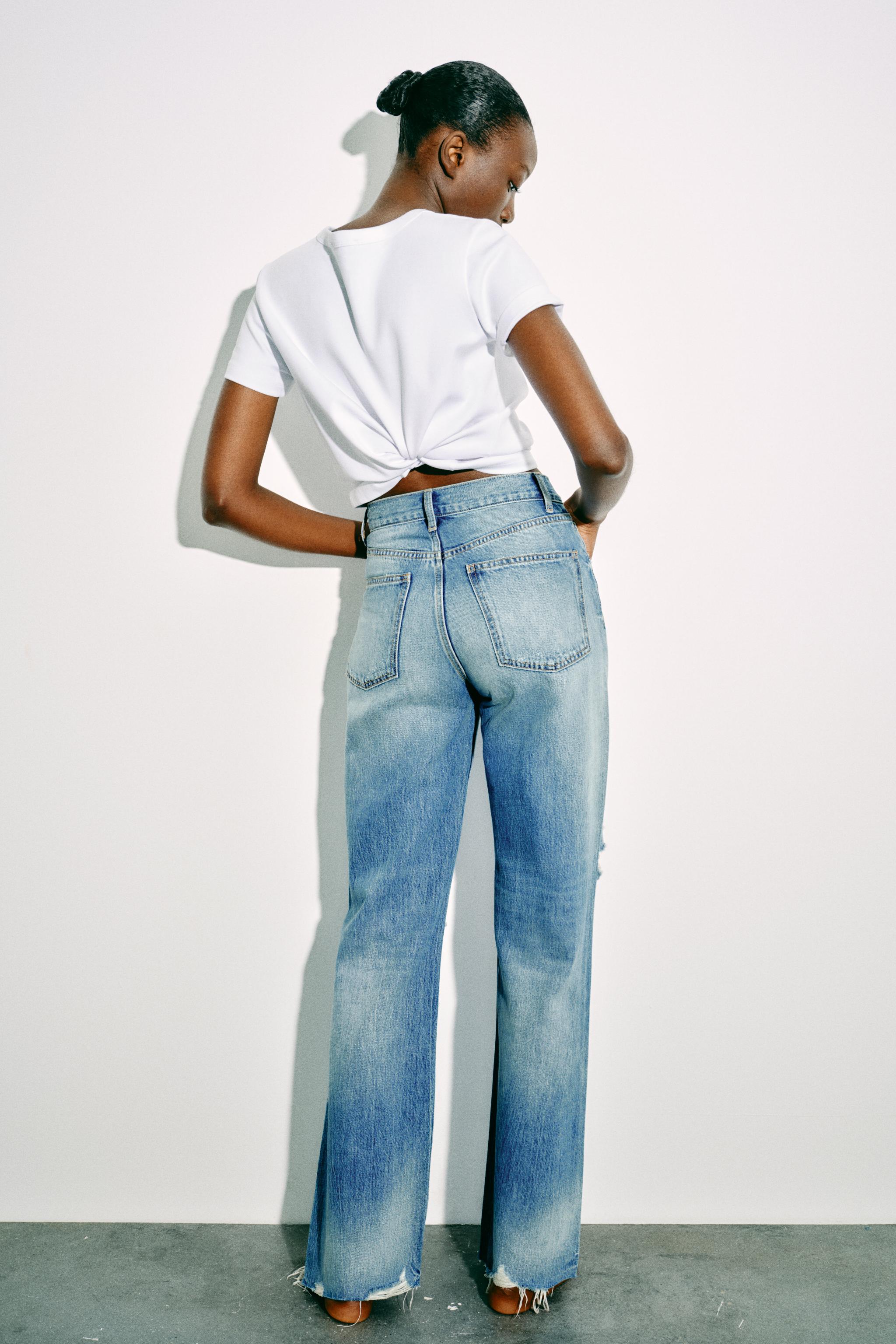 WIDE-LEG HIGH-WAIST RIPPED TRF JEANS