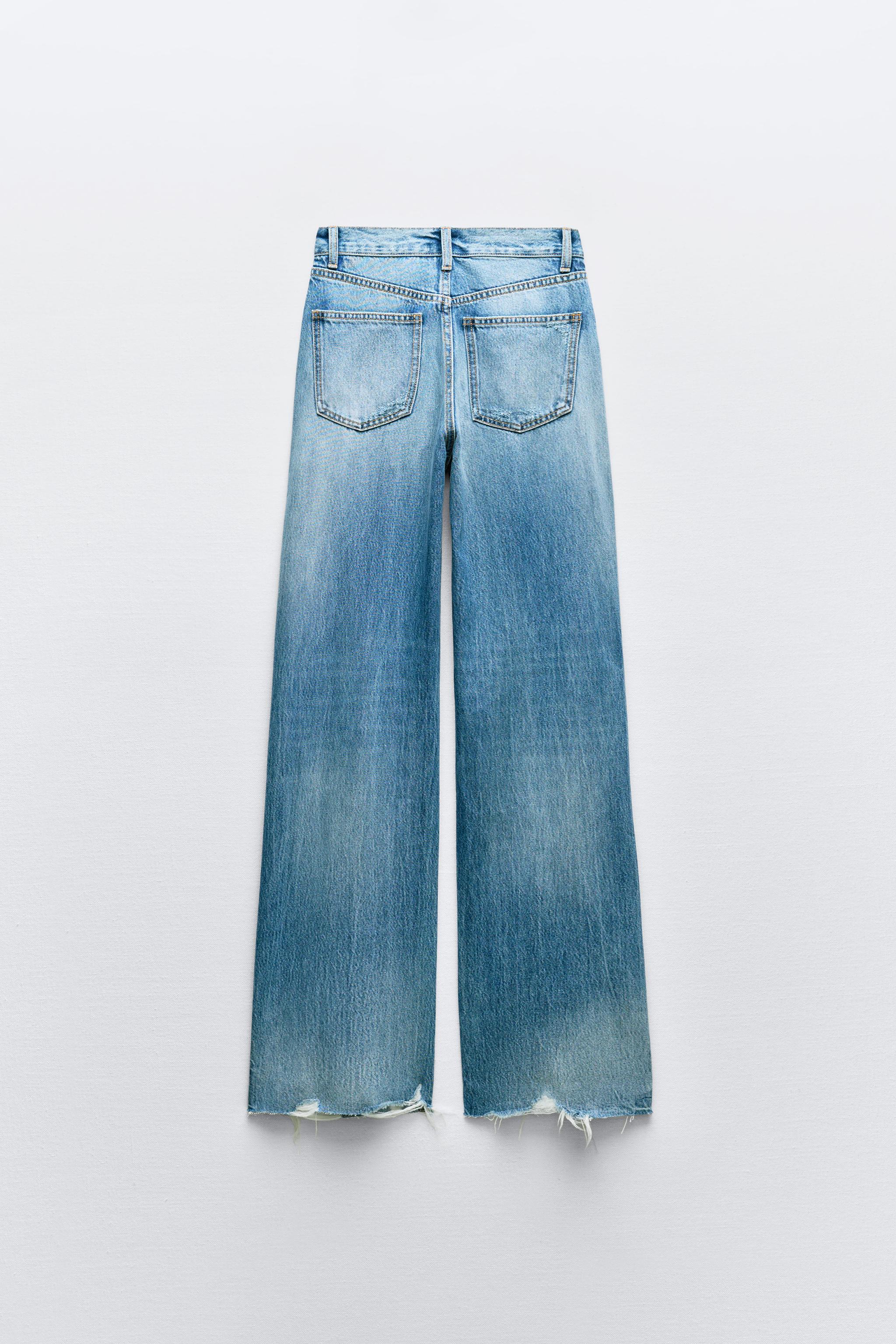 WIDE-LEG HIGH-WAIST RIPPED TRF JEANS