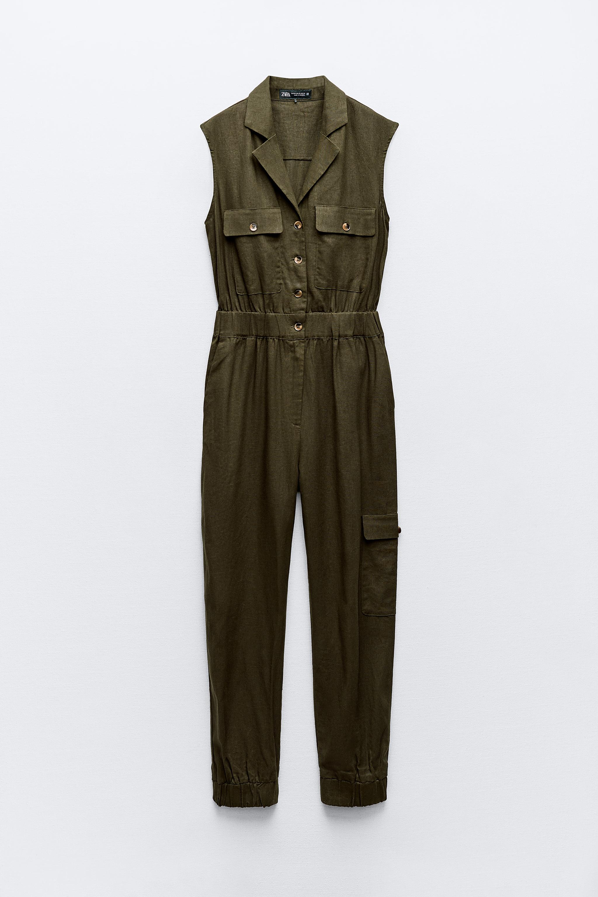 SLEEVELESS LINEN BLEND JUMPSUIT