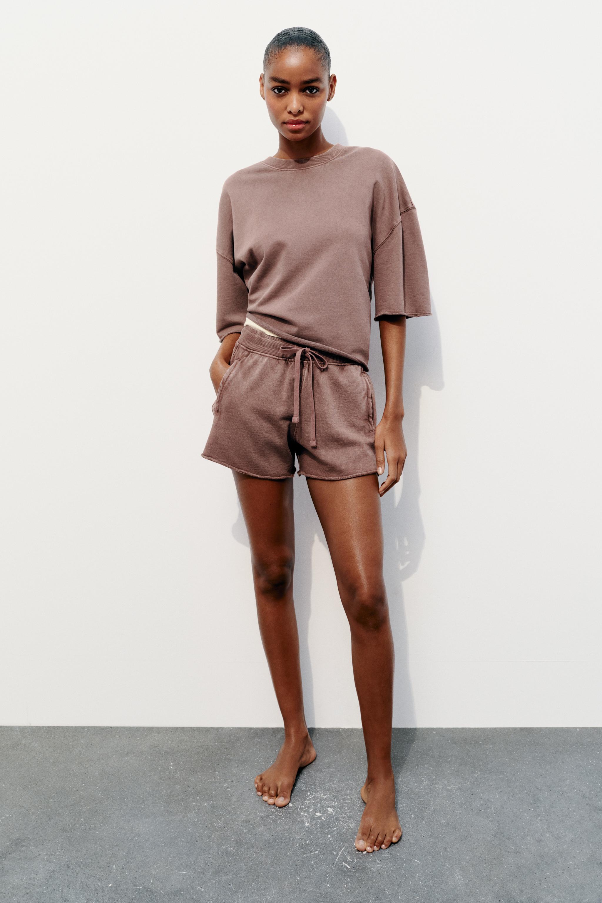 FADED-EFFECT SWEATSHIRT AND SHORTS CO-ORD