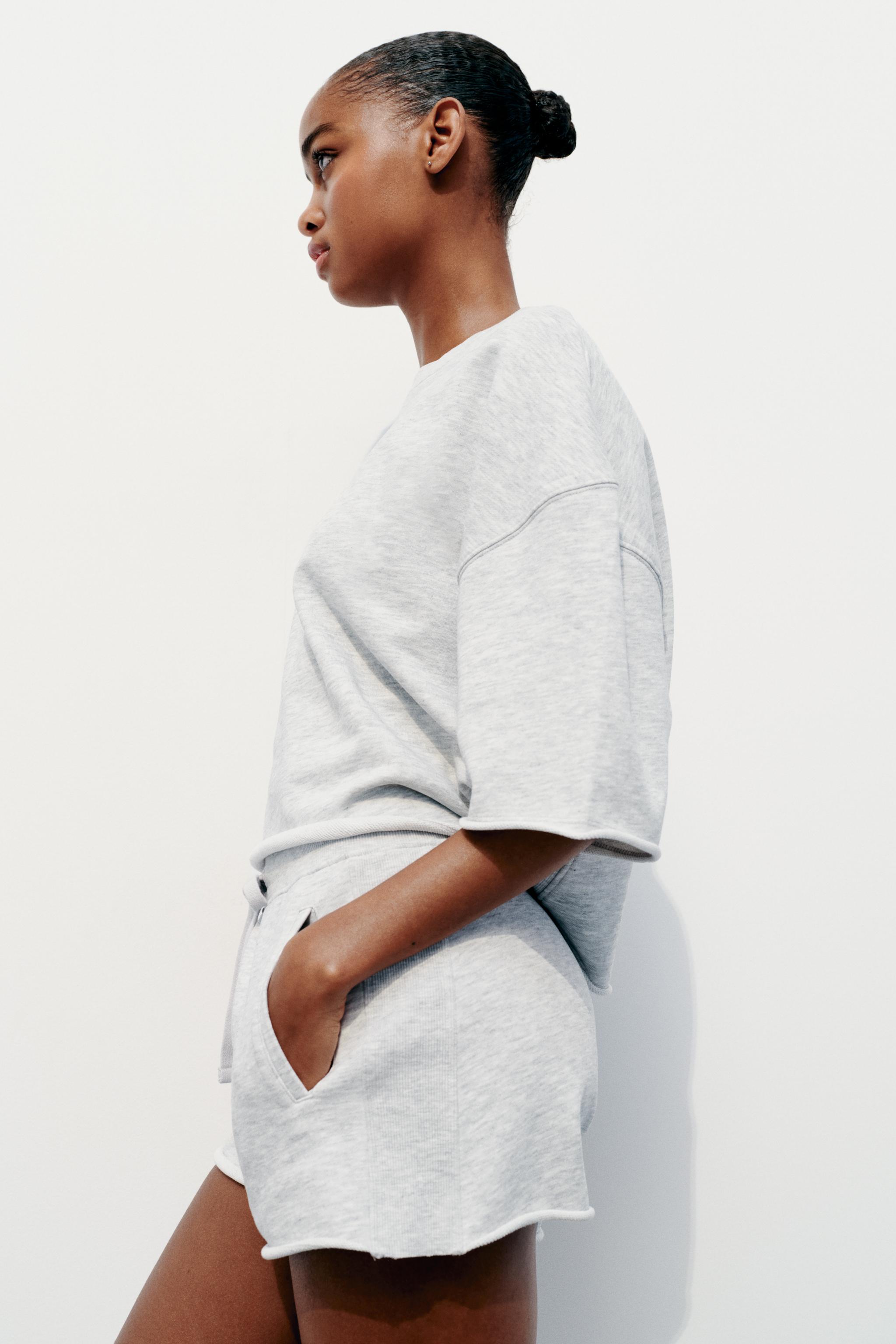 FADED-EFFECT SWEATSHIRT AND SHORTS CO-ORD