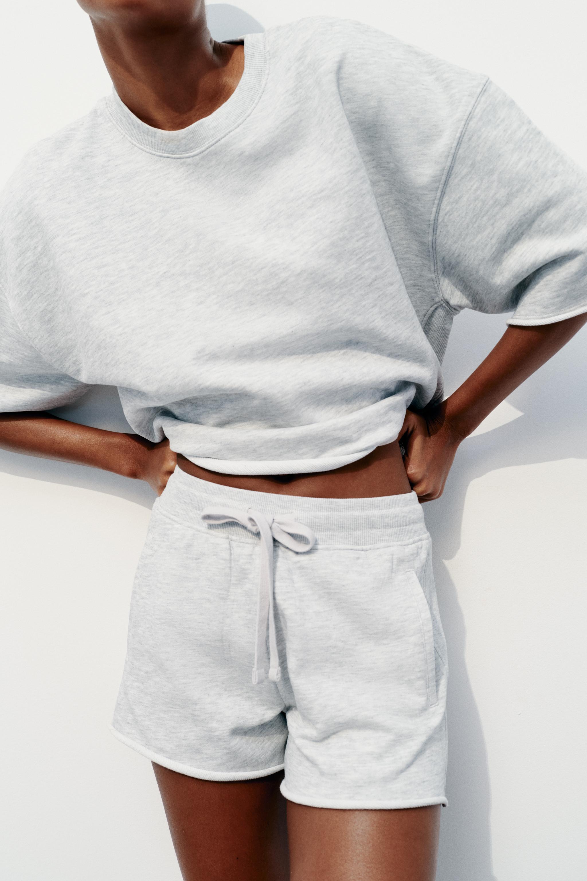 FADED-EFFECT SWEATSHIRT AND SHORTS CO-ORD