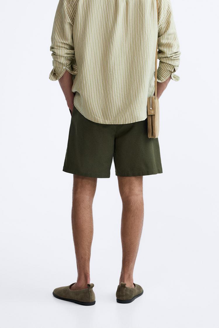 COTTON-LINEN BERMUDA SHORTS