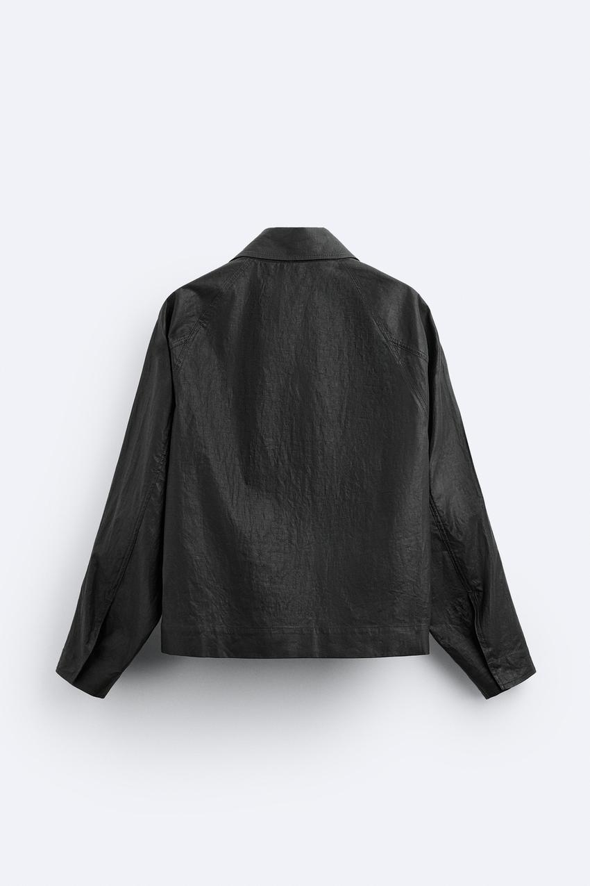 LINEN BLEND JACKET WITH WAXED FINISH