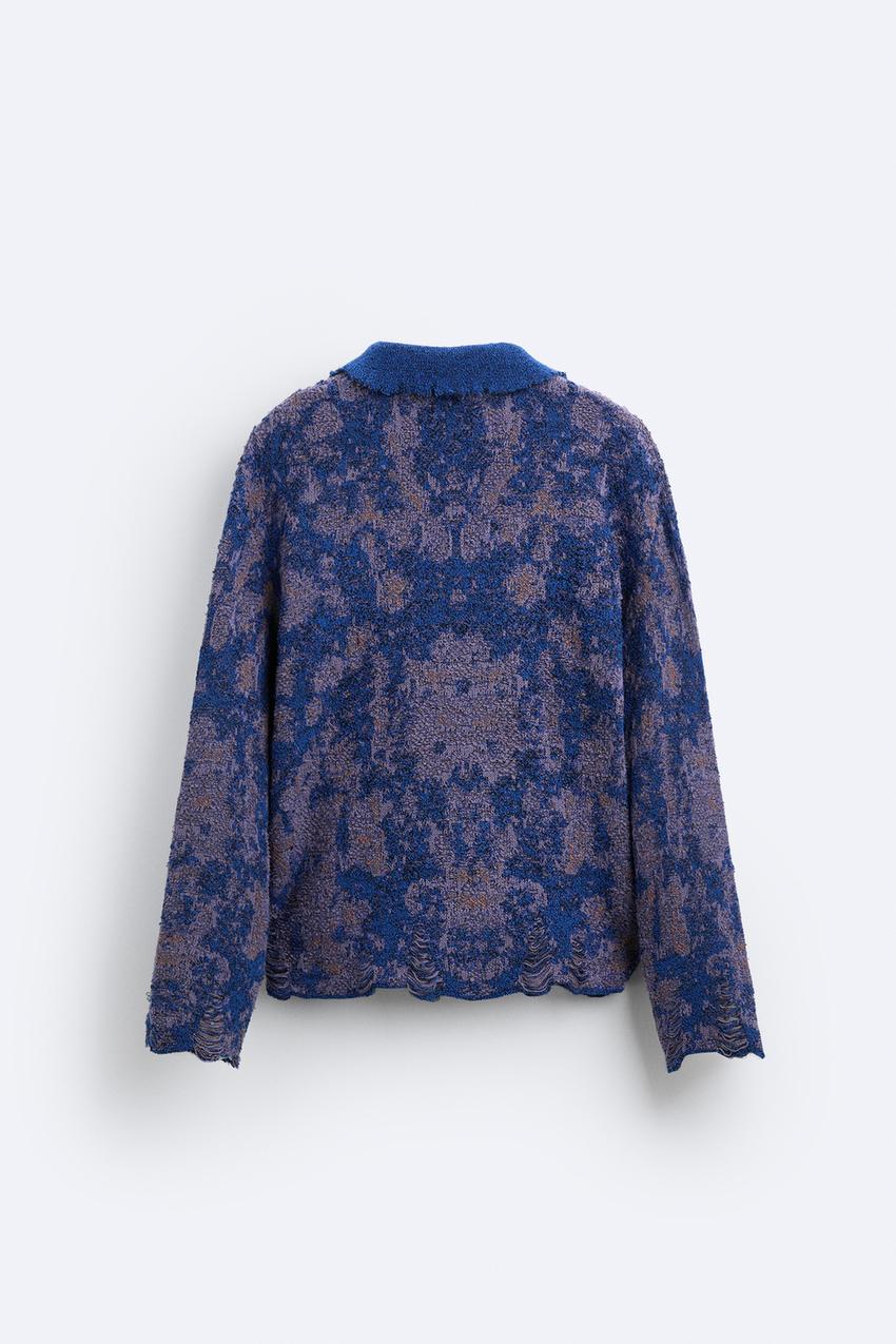 IRREGULAR JACQUARD KNIT POLO SHIRT