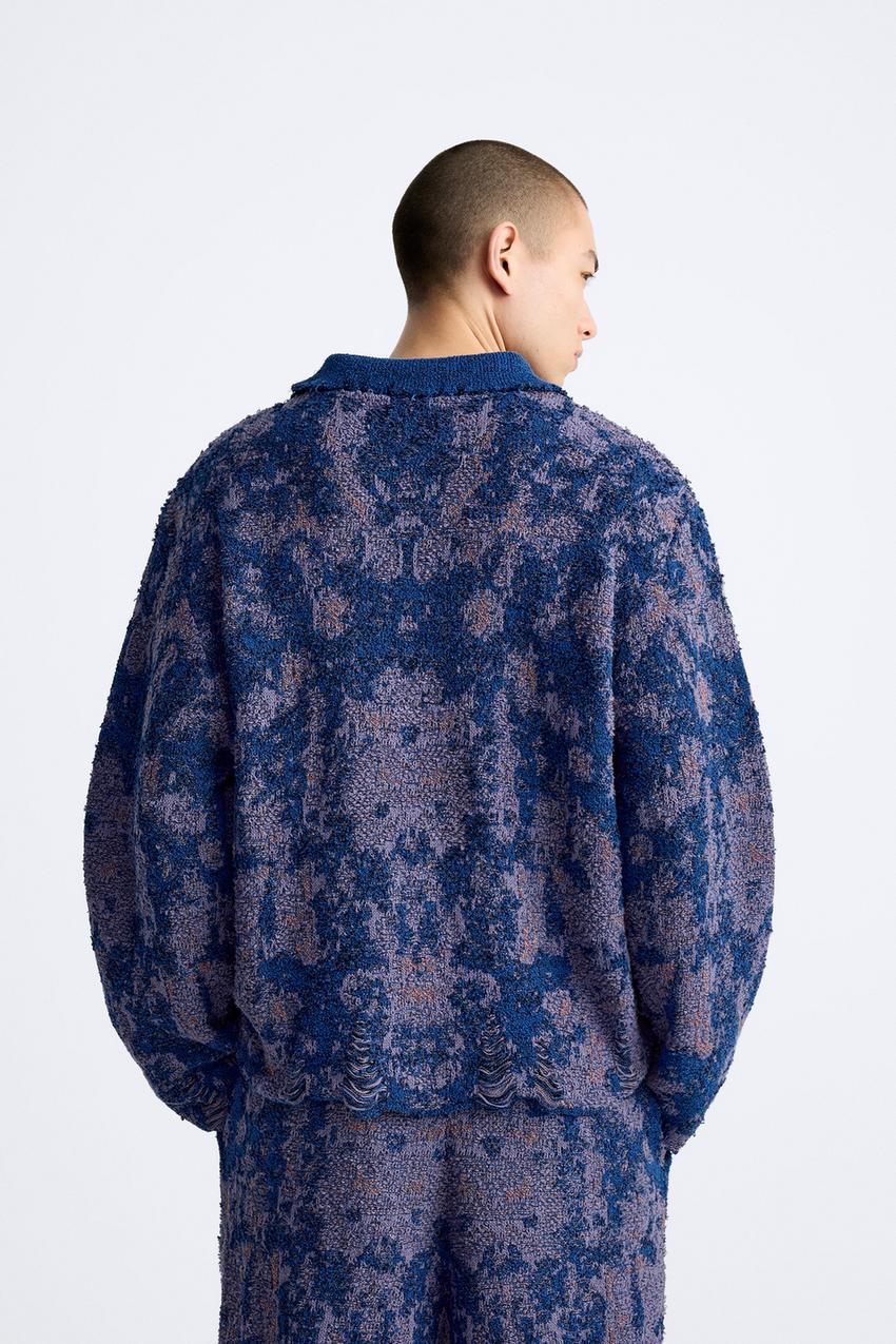 IRREGULAR JACQUARD KNIT POLO SHIRT