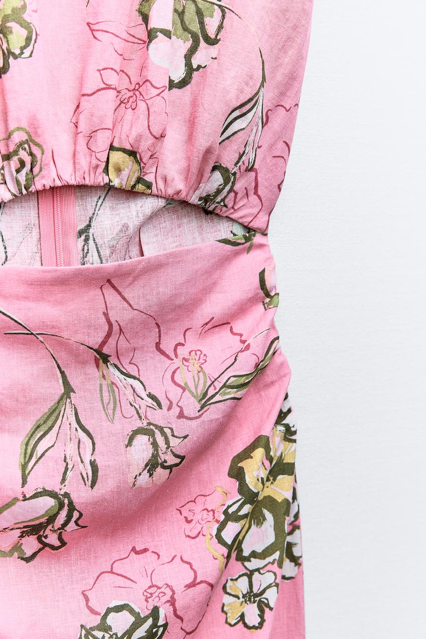 PRINTED LINEN BLEND DRESS