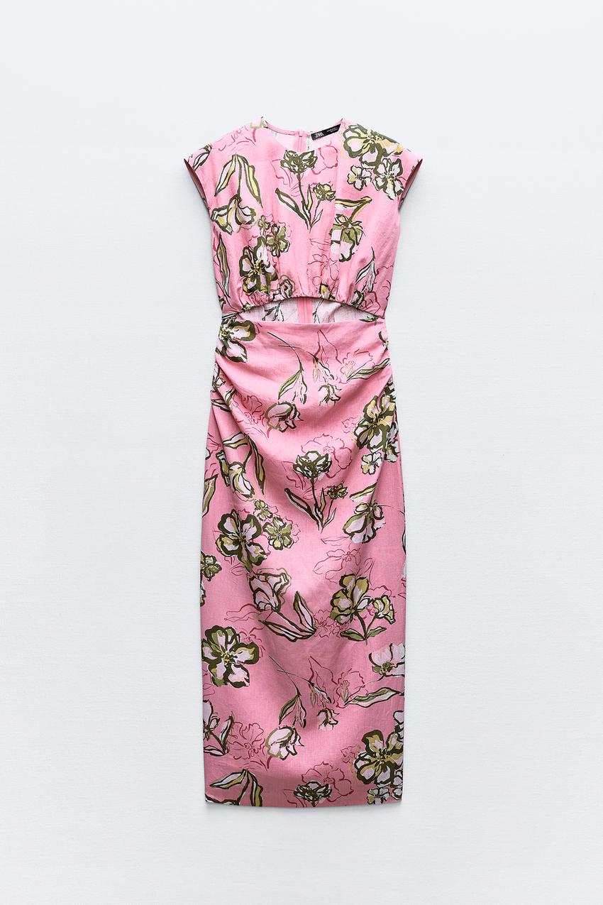 PRINTED LINEN BLEND DRESS