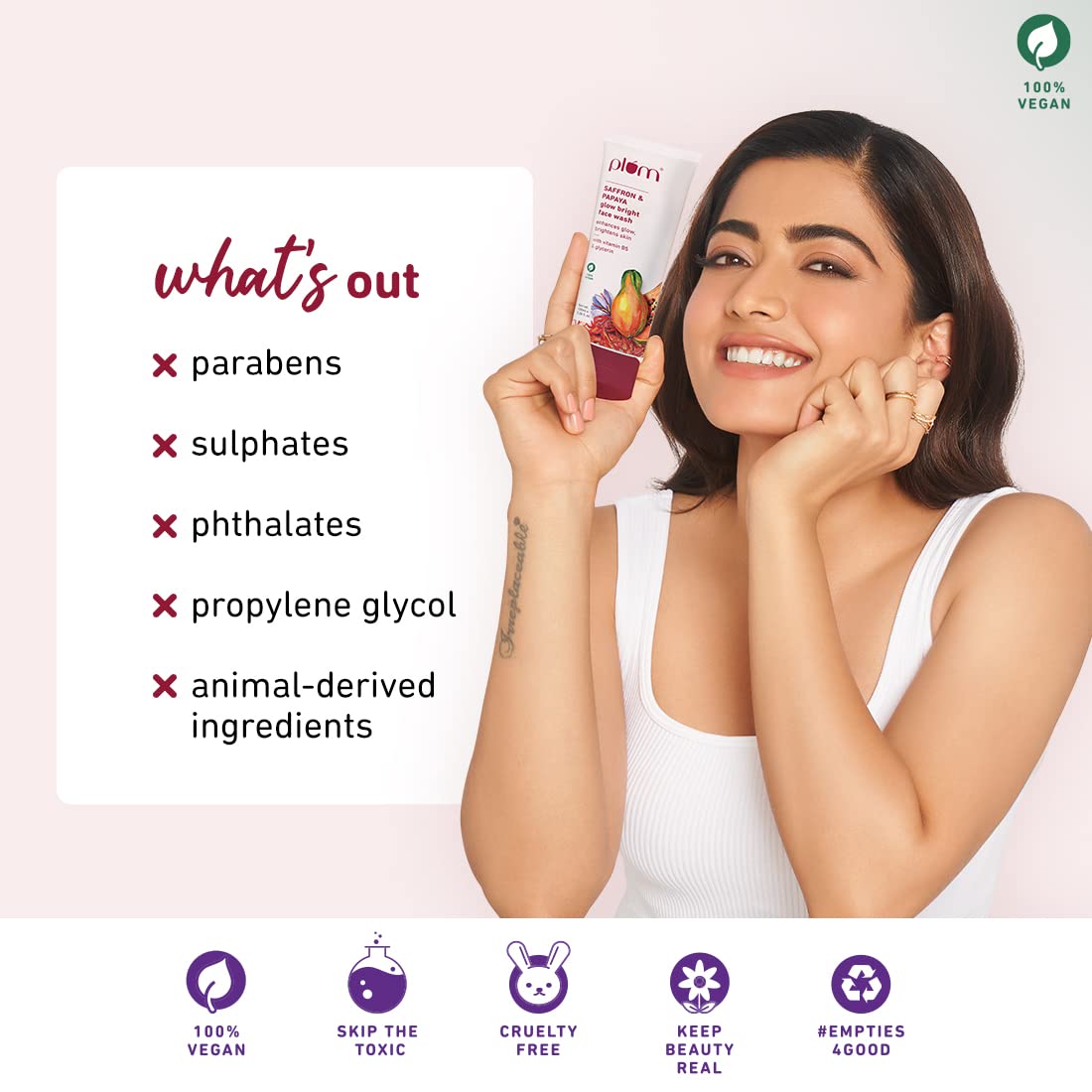 Plum Saffron & Papaya Glow & Brightening Face Wash | With Vitamin B5 | Boosts Glow, Brightens Skin | Non-Drying, Gel-Based | All Skin Types 