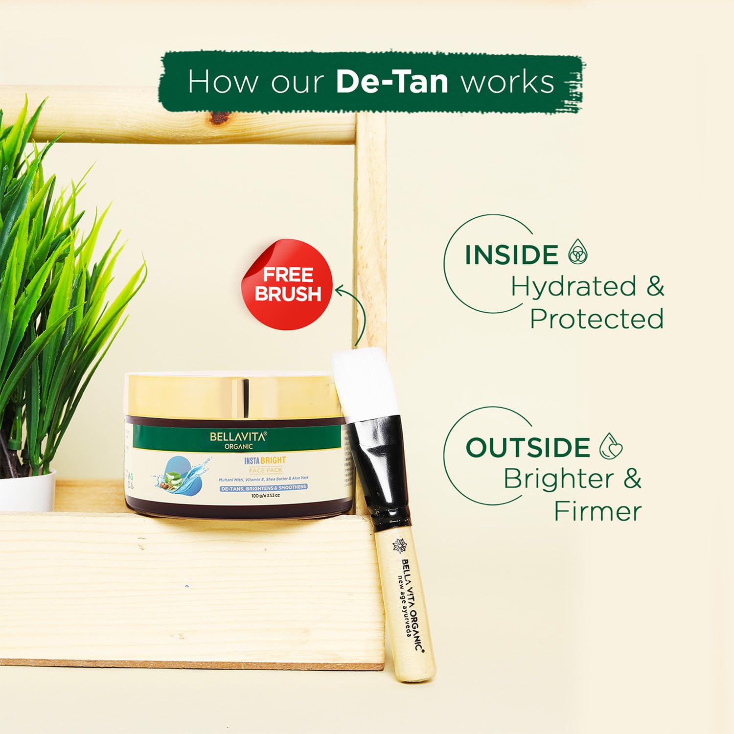 Bella Vita Organic INSTABRIGHT Face Pack for DeTan, Glowing Skin, Oil Control, Acne, Pimples, Blemishes, Pigmentation & Skin Brightening, 100 gm