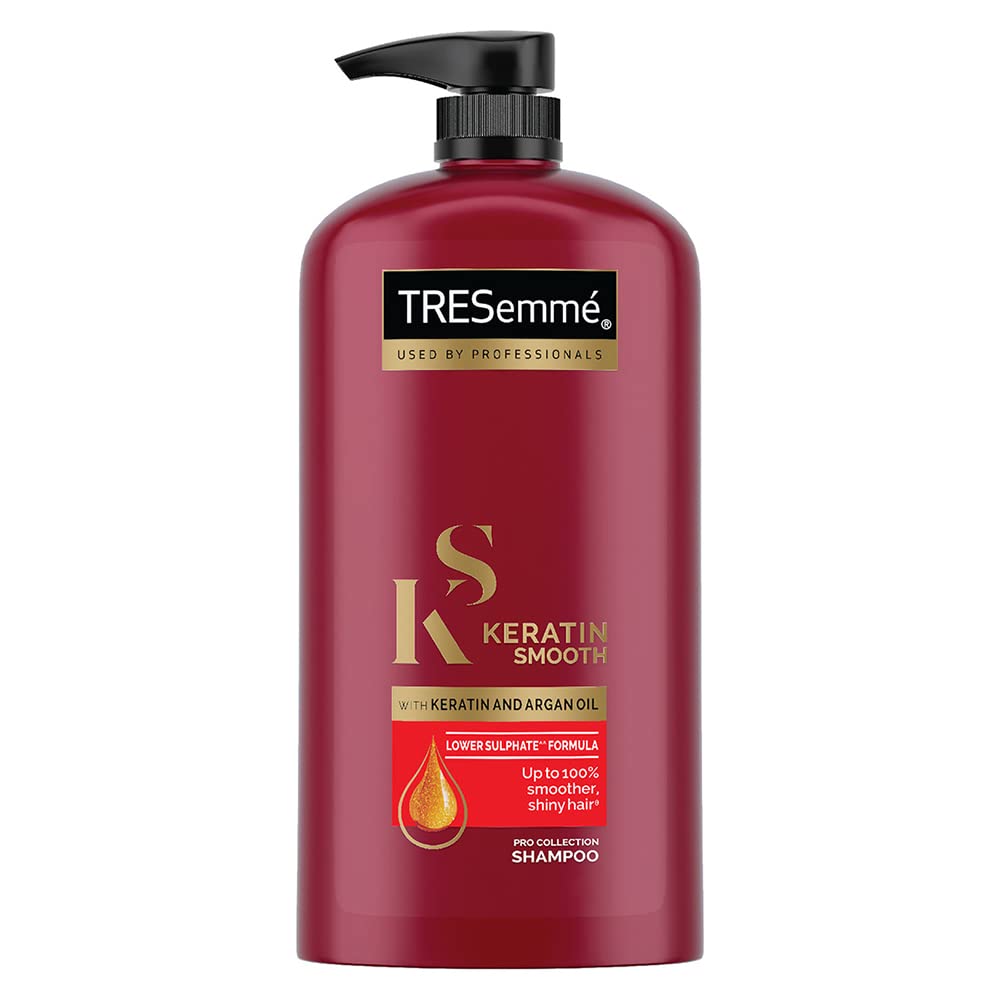  Tresemme Keratin Smooth, Shampoo, 1L, for Straighter, Shinier Hair, with Keratin & Argan Oil, Nourishes Dry Hair, Controls Frizz , for Men & Women