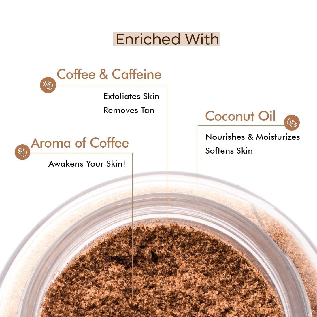 mCaffeine Exfoliating Coffee Body Scrub for Tan Removal & Soft-Smooth Skin | For Women & Men | De-Tan Bathing Scrub with Coconut Oil