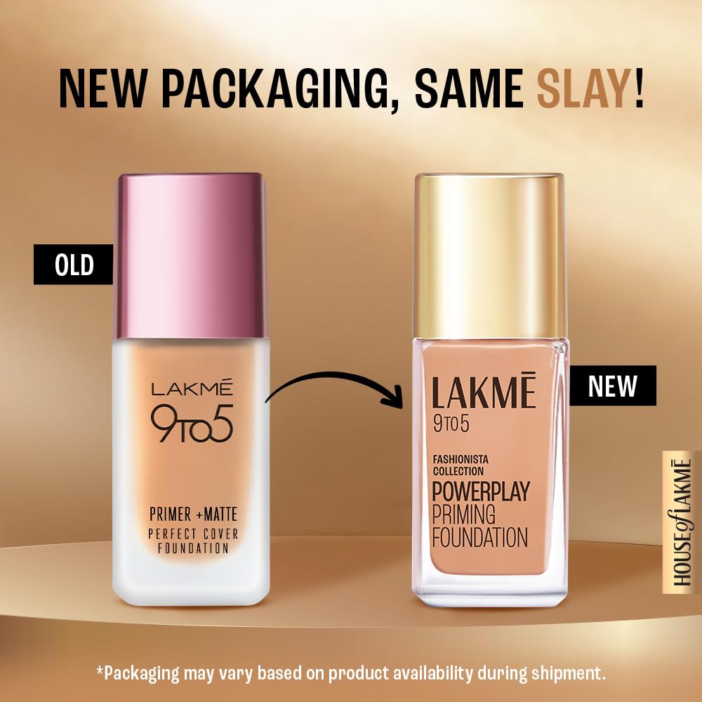 Lakme 9 to 5 Primer + Matte Perfect Cover Liquid Foundation, W240 Warm Beige, Natural Matte Finish - Long Lasting Full Coverage Face Makeup, 25 ml