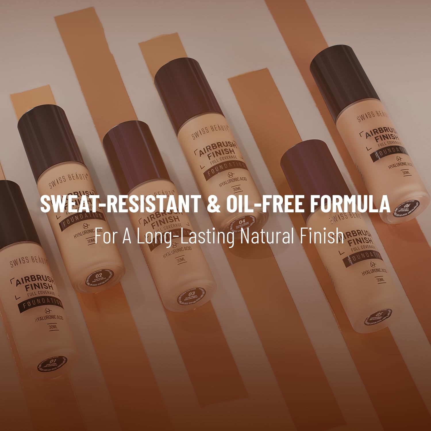  Swiss Beauty Airbrush Finish Lightweight Foundation | Full Coverage Blendable Foundation For Face Makeup |With Benefits Of Hyaluronic Acid