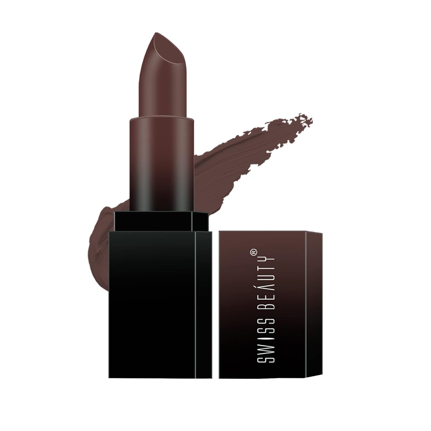 Swiss Beauty Hd Matte Pigmented Smudge Proof Lipstick | Creamy Matte Long Stay Lipstick | Dark Brown, 3.5G|