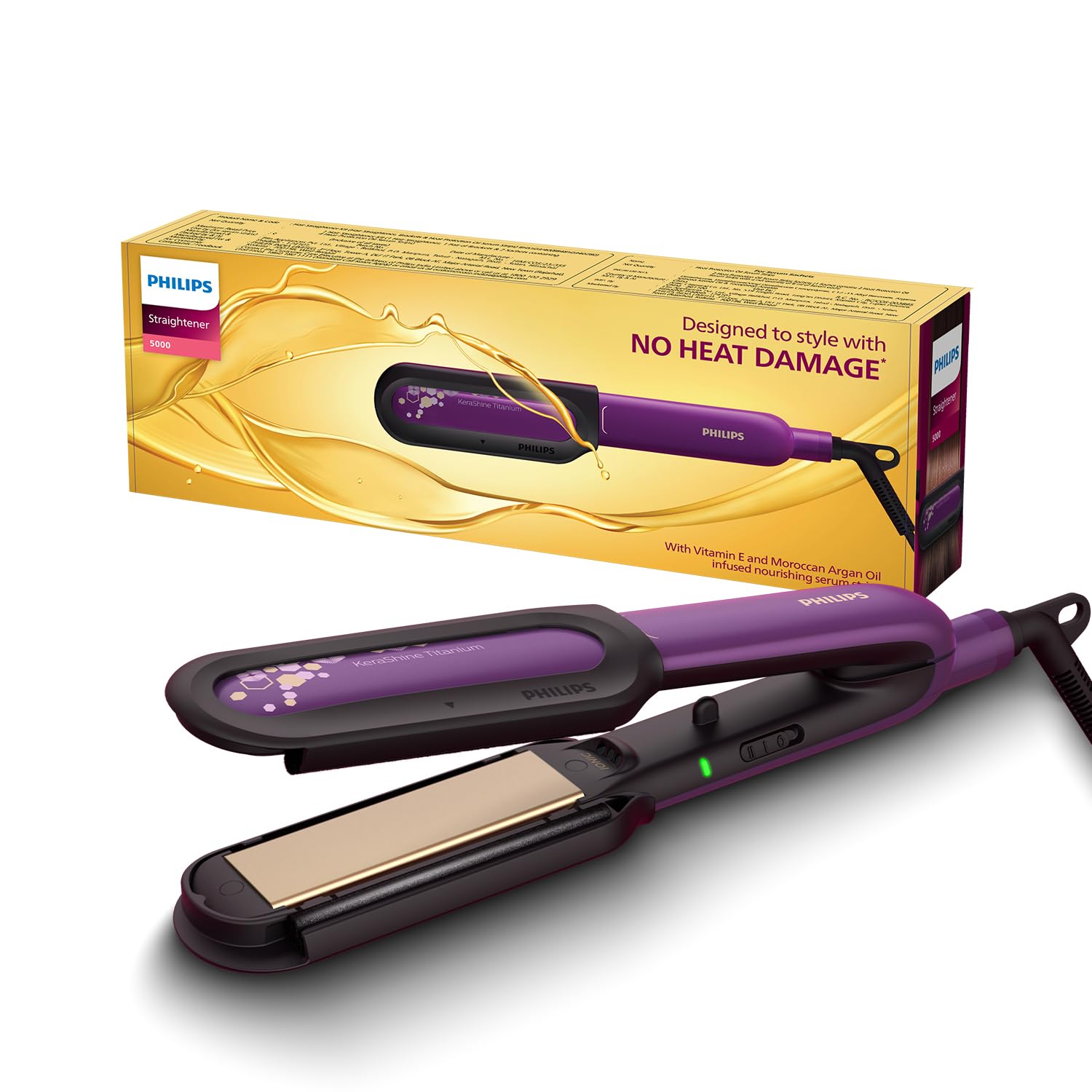 Philips NourishCare- India’s First Hair Straightener designed for No Heat Damage I Uniquely designed NourishCare & Kerashine Technology for Styling with heat protection | Moisture Lock for Nourished Hai