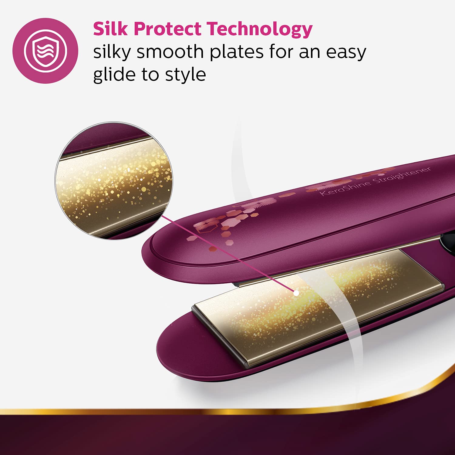 Philips BHS738/00 Kerashine Titanium Wide Plate Straightener with SilkProtect Technology. Straighten with Instant Shine. Suitable for Dense Thick Hair