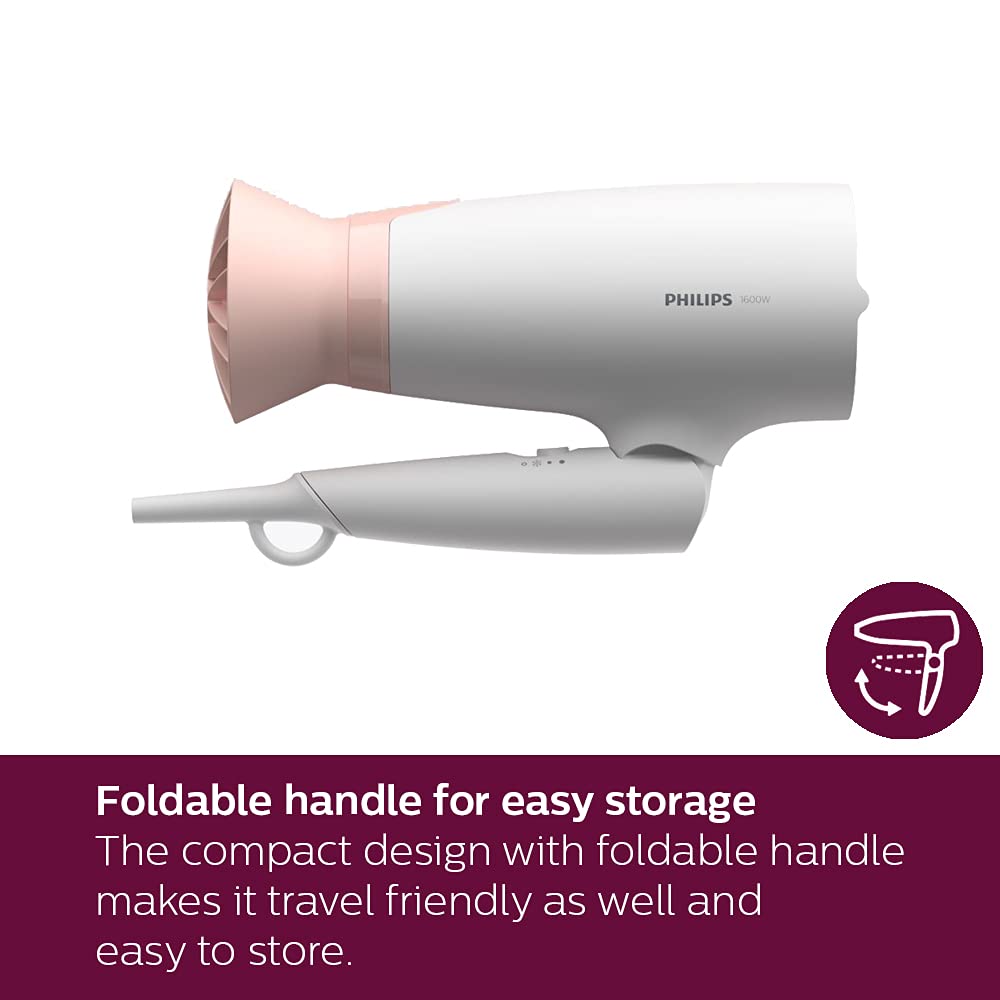  PHILIPS Foldable Hair Dryer Bhd308/30 |1600 Watts | Powerful Blow Drying At A Lower Temperature For Everyday Use