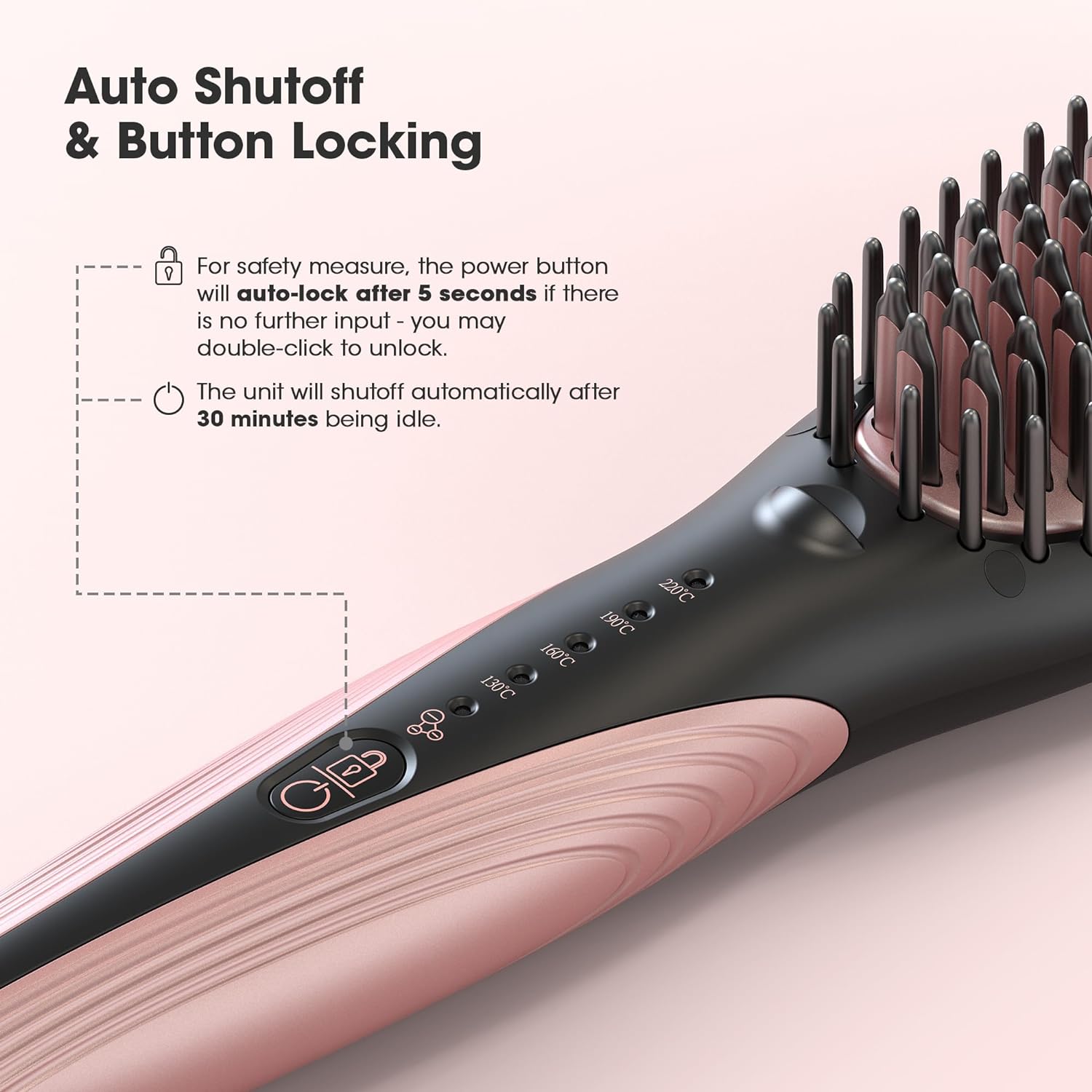  iSiLER Hair Straightener Brush, Styler Brush with Anion Hair Care, Ceramic Coated Bristles with Thermal Protection &Auto-off, 10s Fast Heating