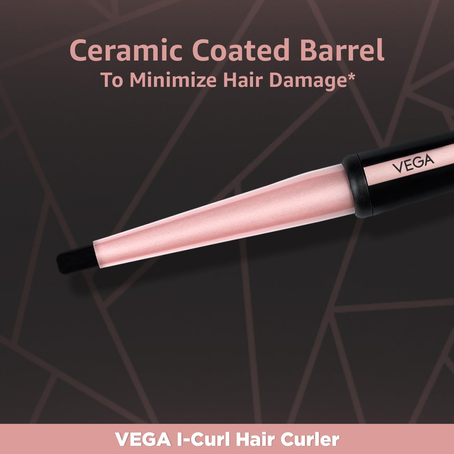  Vega I-Curl Hair Curler for Women with 0.5 inch-1 inch Barrel, Quick Heatup Technology, Rose Gold, (VHCH-05)