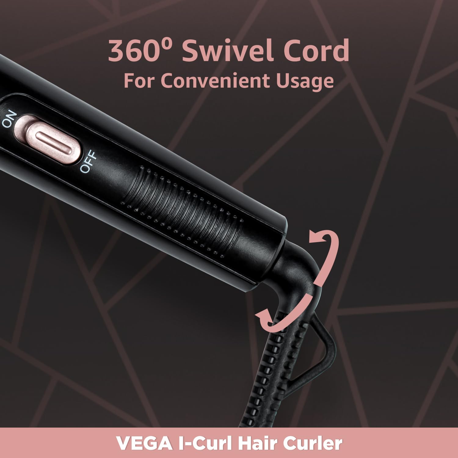  Vega I-Curl Hair Curler for Women with 0.5 inch-1 inch Barrel, Quick Heatup Technology, Rose Gold, (VHCH-05)