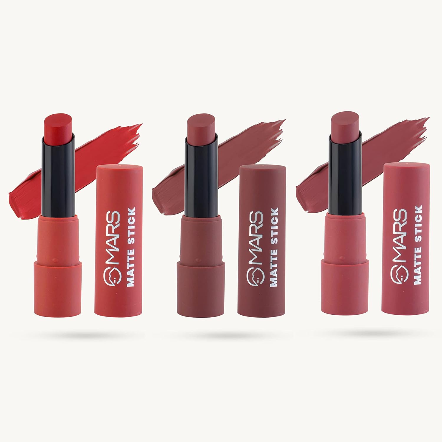 MARS Matte Box Set of 3 Lipsticks for Women | Long-Lasting | Smooth Finish | Moisturising | One Swipe Pigmentation | (3x3.2 gm) (01-Red & Maroon)