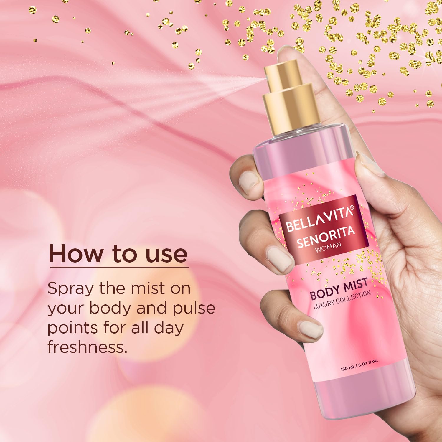 Bella Vita Luxury Date & Senorita Body Spray Mist Perfume Combo With Long Lasting Refreshing Floral & Fruity Fragrance Of Vanilla, Pomegranate & Mint For Women, 150ml Each