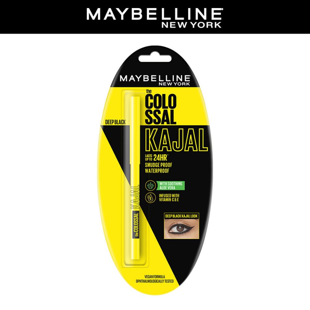  Maybelline New York Pencil Eyeliner & Kajal, Bold Eye Looks, Long-Lasting, Colossal Bold Liner & Colossal Kajal, Combo Pack