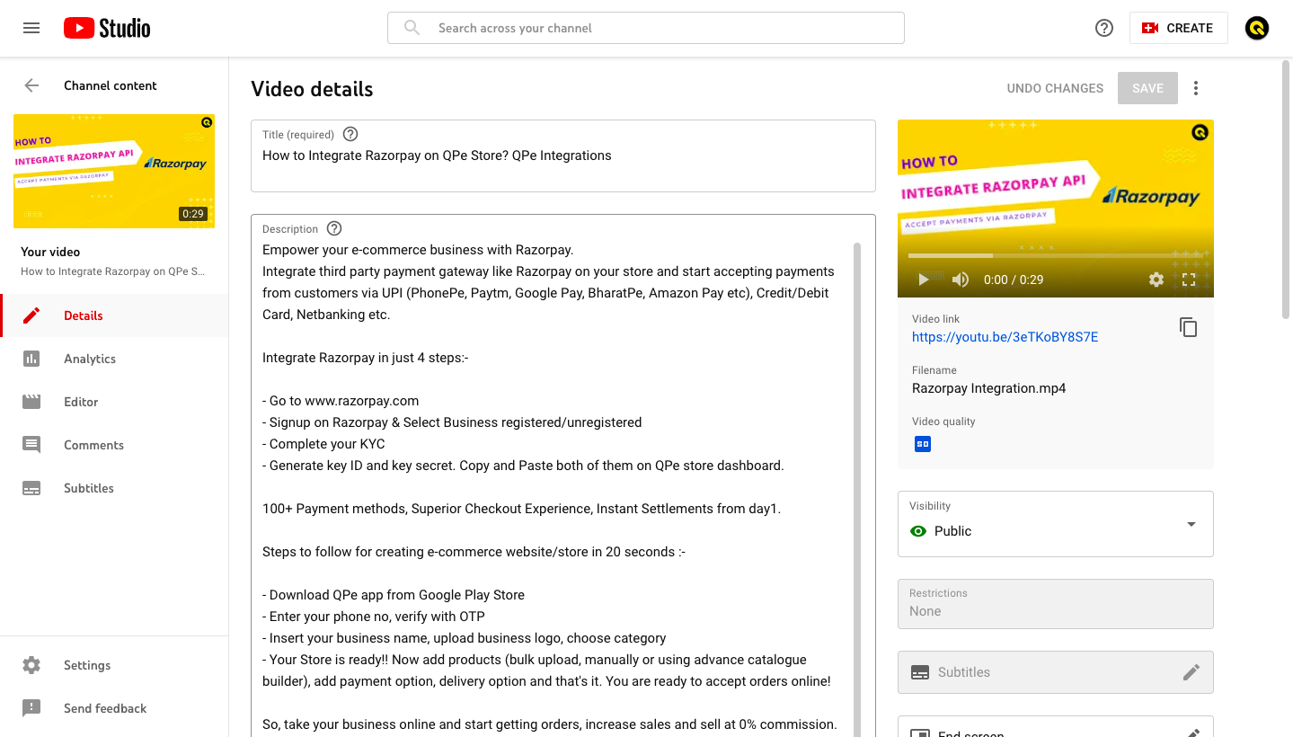 Optimize Youtube Video